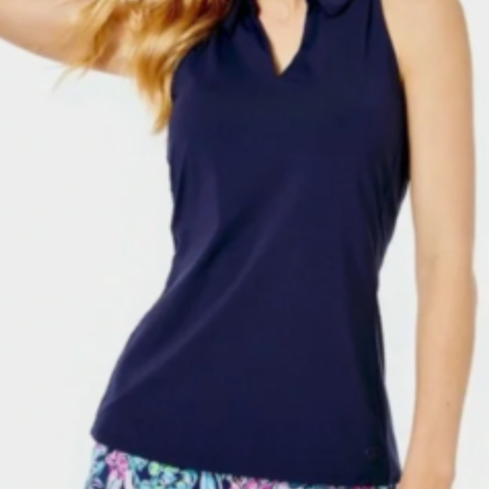 Lilly Pulitzer Luxletic Lakelyn Bra Top UPF50 True Navy XS NWT golf/tennis